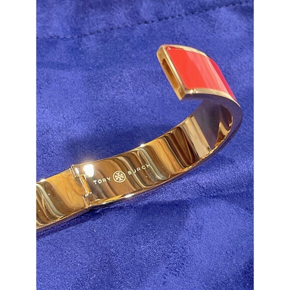 Tory Burch Kira Enamel Bracelet Poppy Red  Org $148 NWT - Picture 5 of 6
